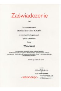 ZAŚWIADCZENIE WEISHAUPT